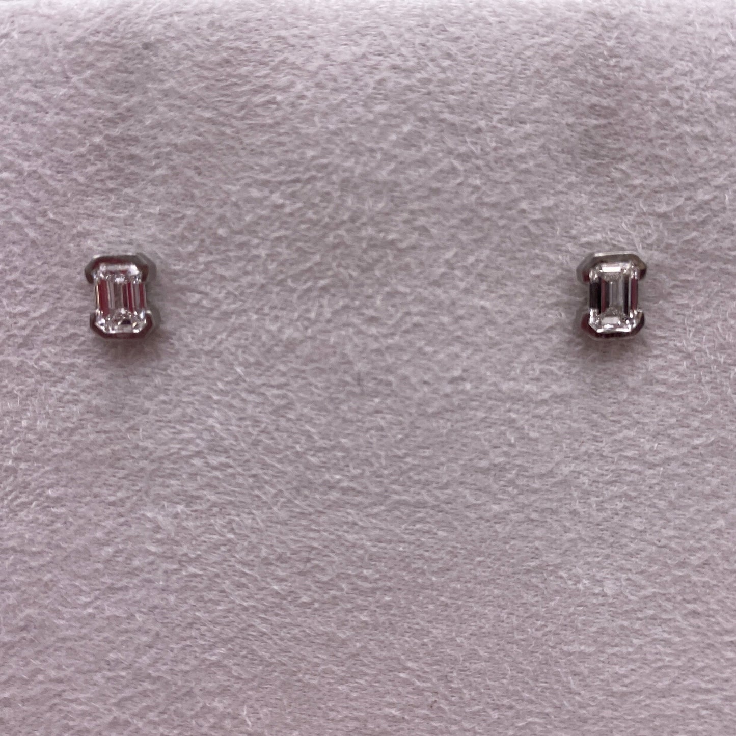 DIAMOND FETISH SOHO COLLECTION EMERALD CUT DIAMOND EARRINGS SET IN 14K GOLD