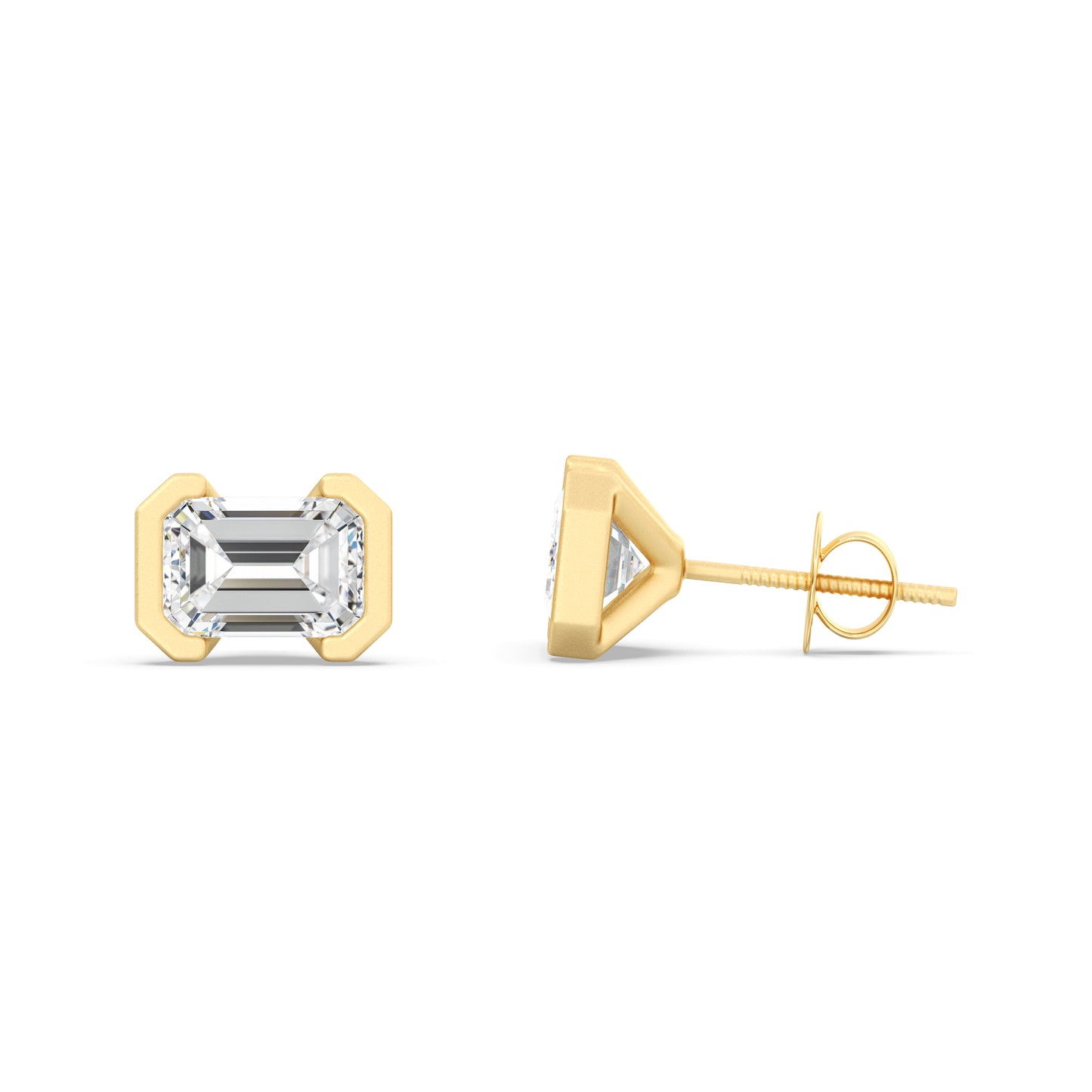 DIAMOND FETISH SOHO COLLECTION EMERALD CUT DIAMOND EARRINGS SET IN 14K GOLD