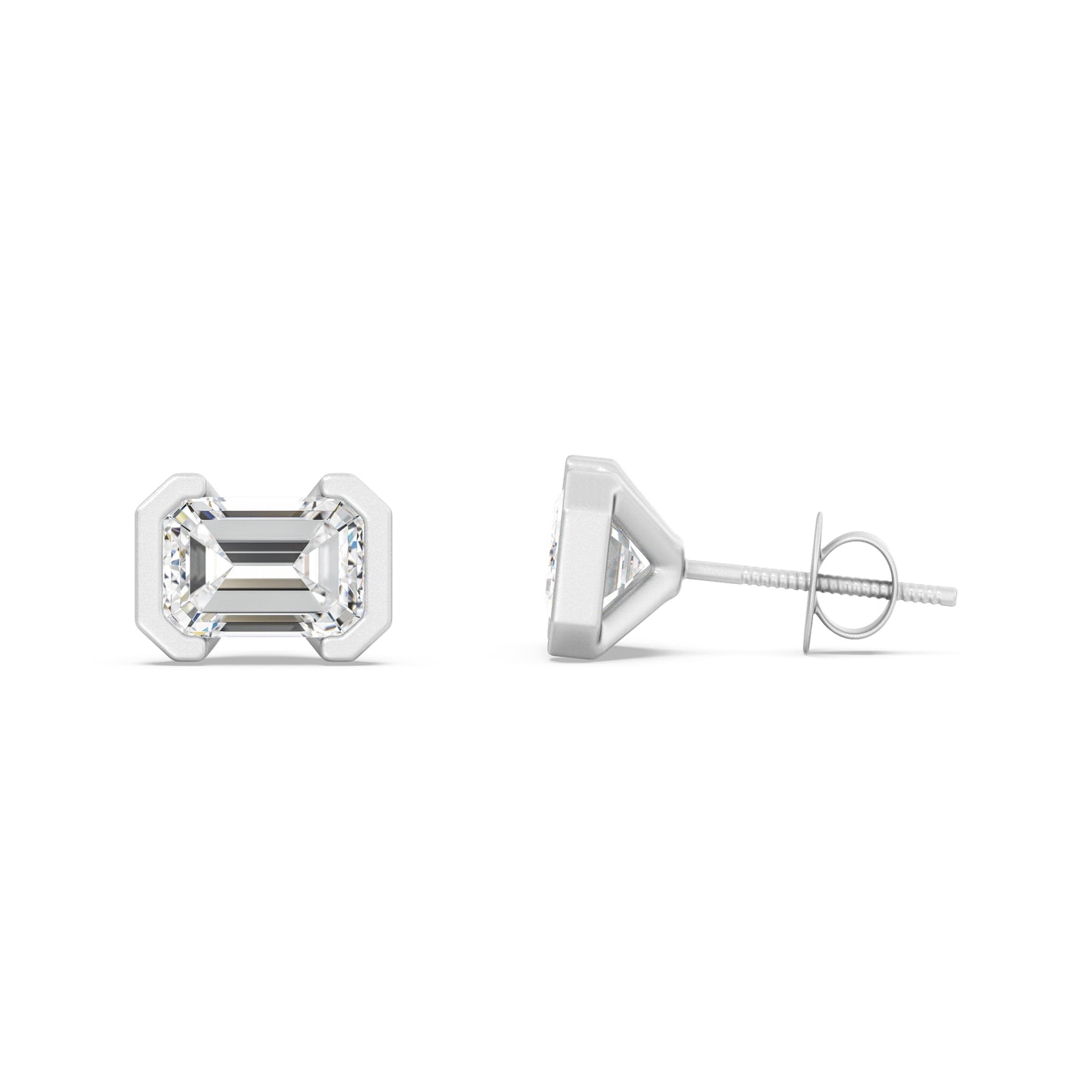 DIAMOND FETISH SOHO COLLECTION EMERALD CUT DIAMOND EARRINGS SET IN 14K GOLD