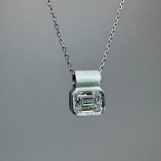 DIAMOND FETISH SOHO PENDANT, EMERALD CUT DIAMOND, 14K GOLD