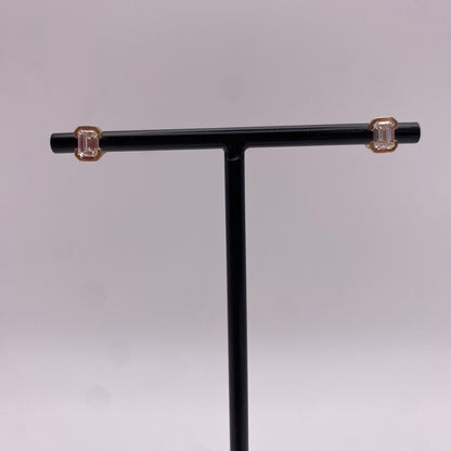 DIAMOND FETISH SOHO COLLECTION EMERALD CUT DIAMOND EARRINGS SET IN 14K GOLD
