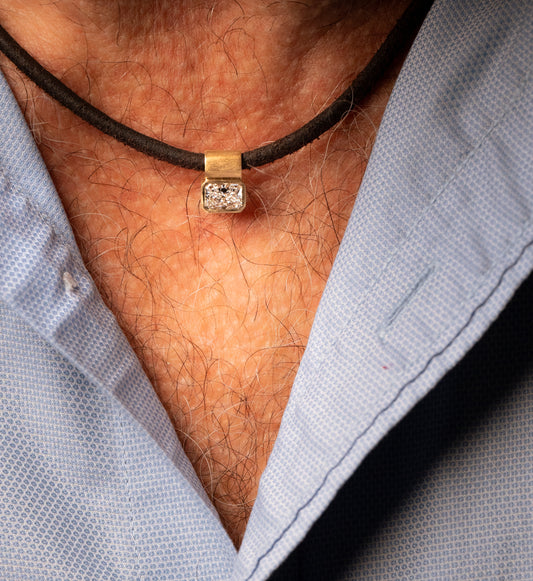 DIAMOND FETISH SOHO PENDANT, RADIANT CUT DIAMOND SET IN 14K GOLD.