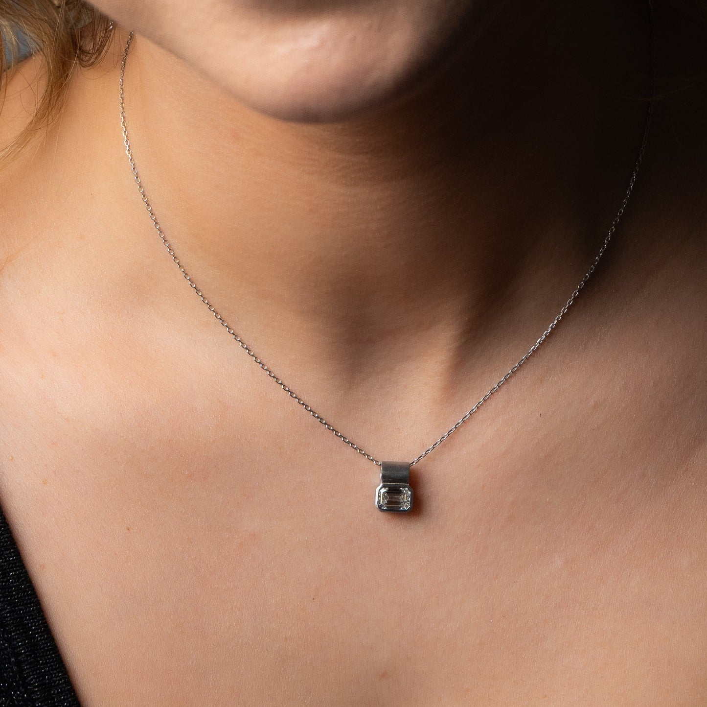DIAMOND FETISH SOHO PENDANT, EMERALD CUT DIAMOND, 14K GOLD