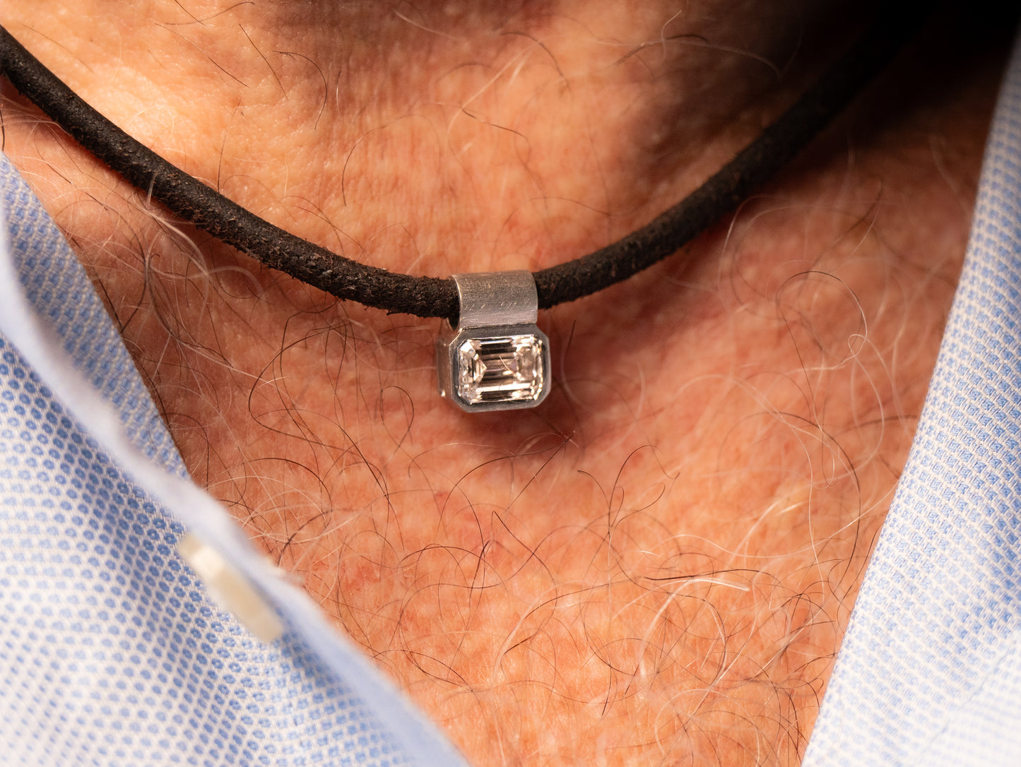 DIAMOND FETISH SOHO PENDANT, EMERALD CUT DIAMOND, 14K GOLD