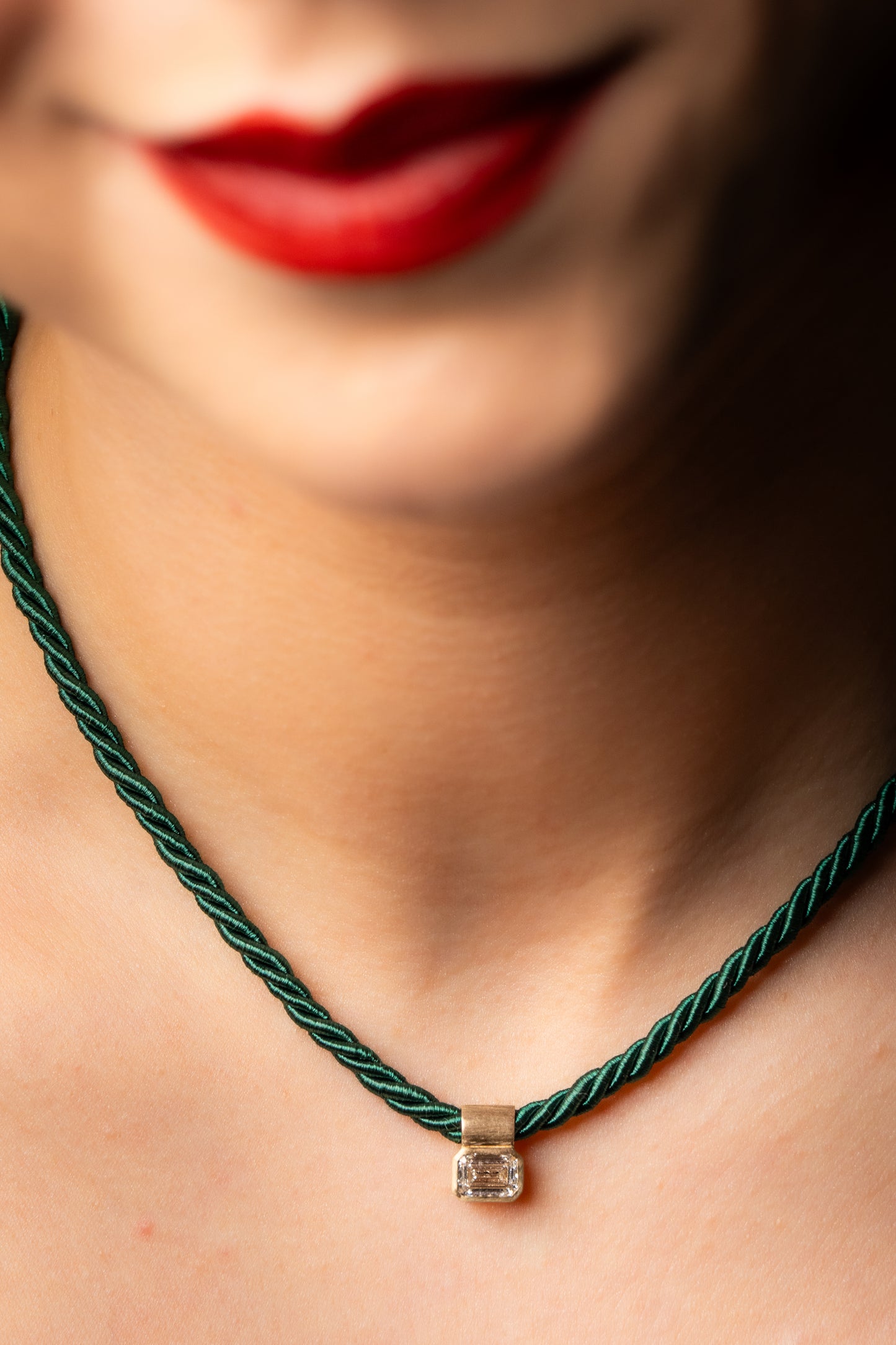 DIAMOND FETISH SOHO PENDANT, EMERALD CUT DIAMOND, 14K GOLD